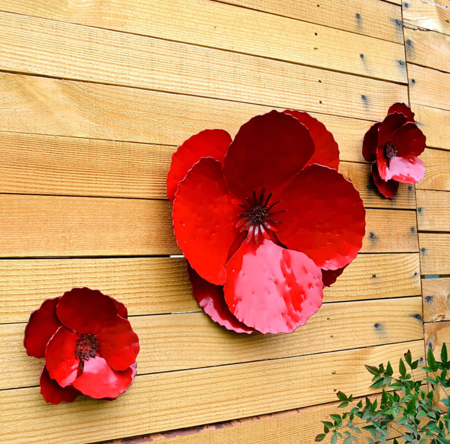 Dazzling Red Poppy Garden Wall Decor